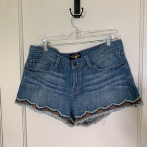 Lucky Brand Embroidered Denim Shorts Mid-Rise